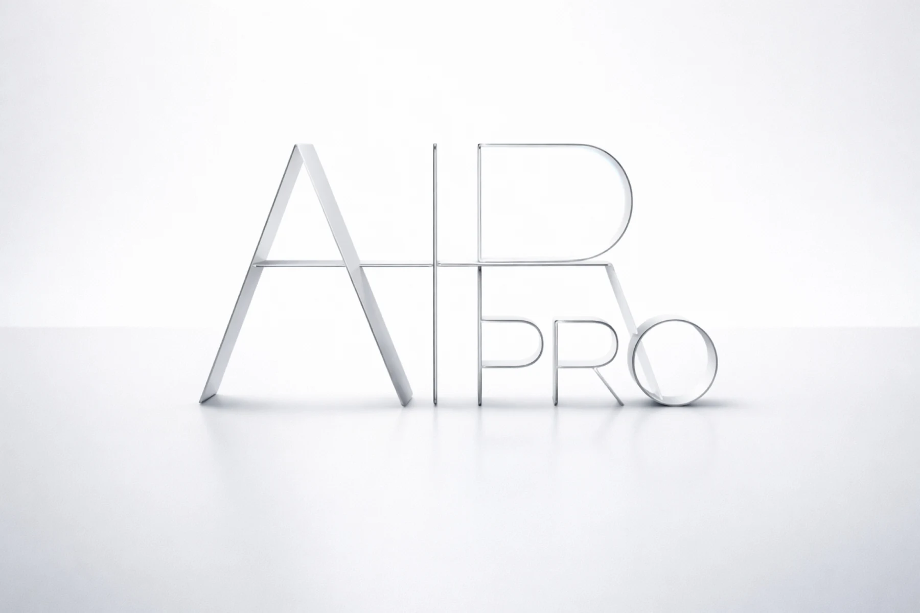 Metallic “Air Pro” wordmark combining the iPad Air and iPad Pro names