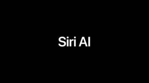 The words “Siri AI” in white on a black background