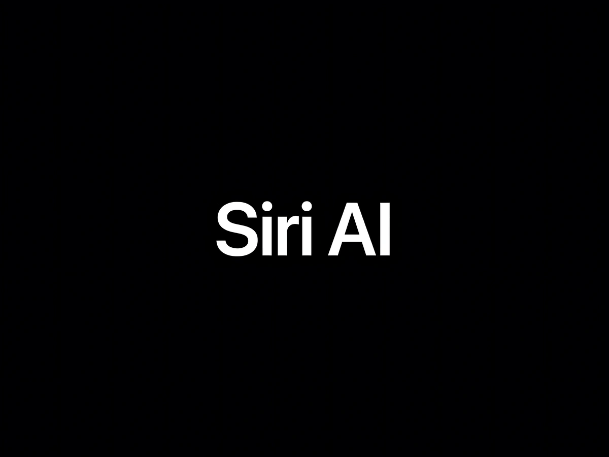 The words “Siri AI” in white on a black background