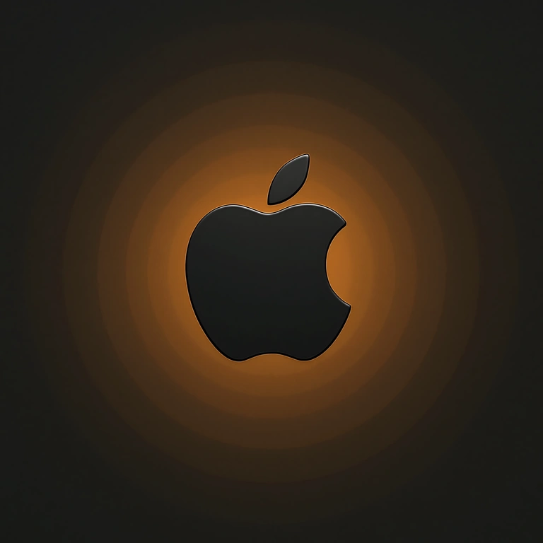 Black Apple logo surrounded by an amber glow