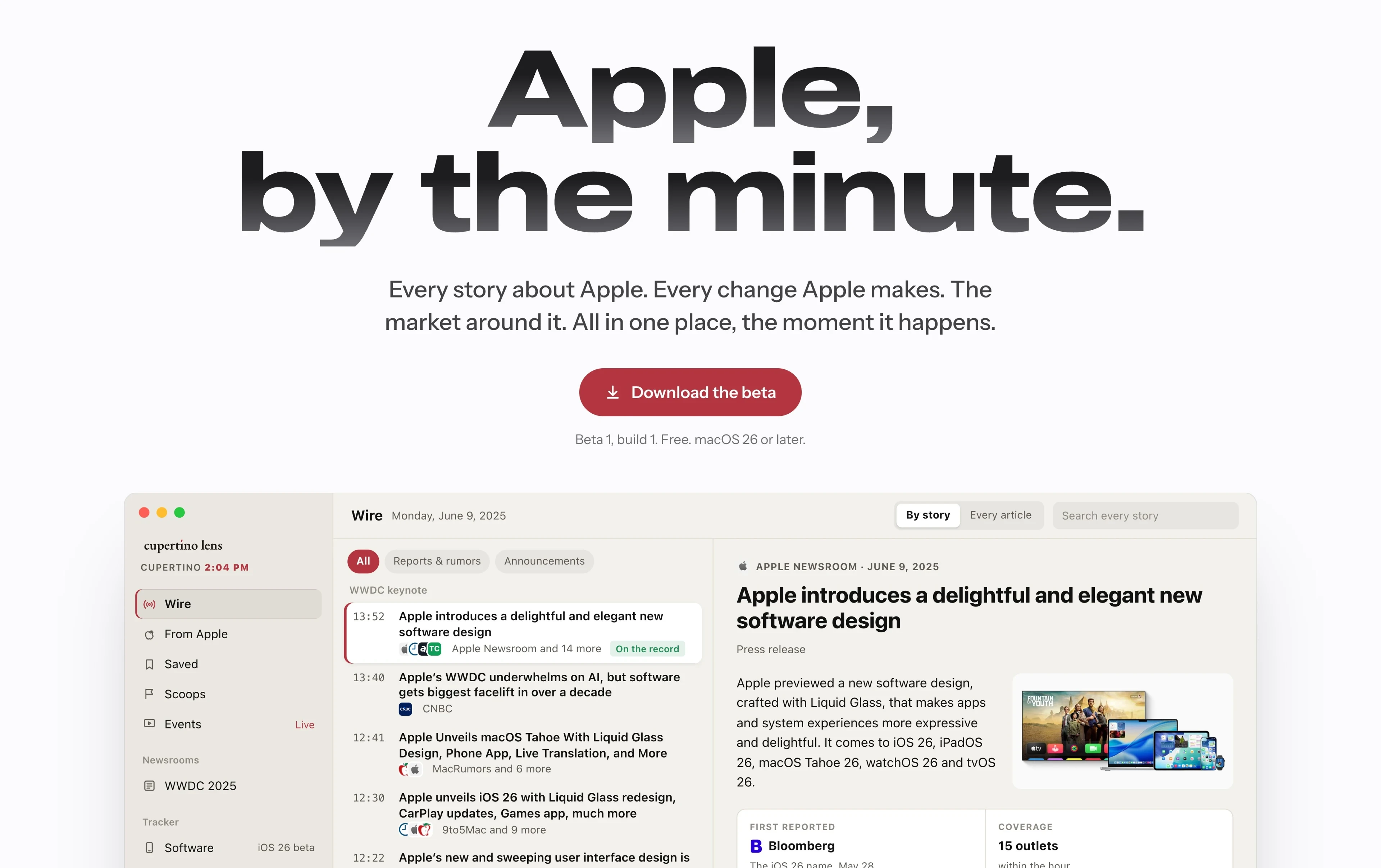 Cupertino Lens for Mac: Apple, by the minute. The Wire window on a Mac.